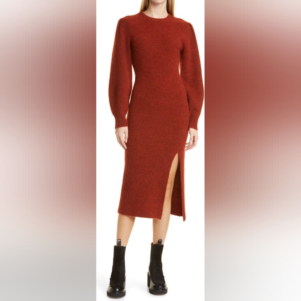Rag & Bone LIANA MERINO WOOL & ALPACA BLEND SWEATER DRESS IN RUST